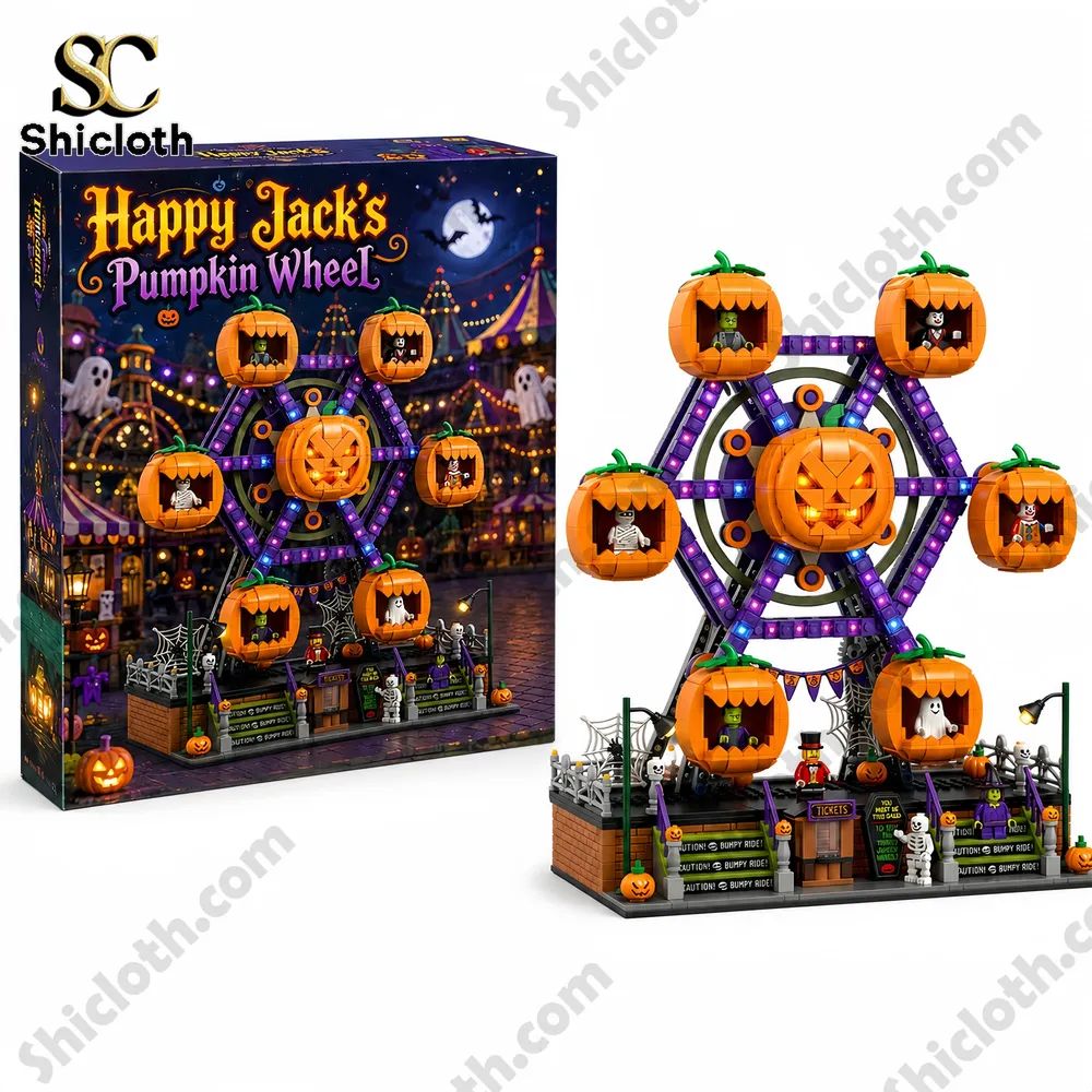 Happy Jack’s Pumpkin Wheel Halloween Night Building Brick Set
