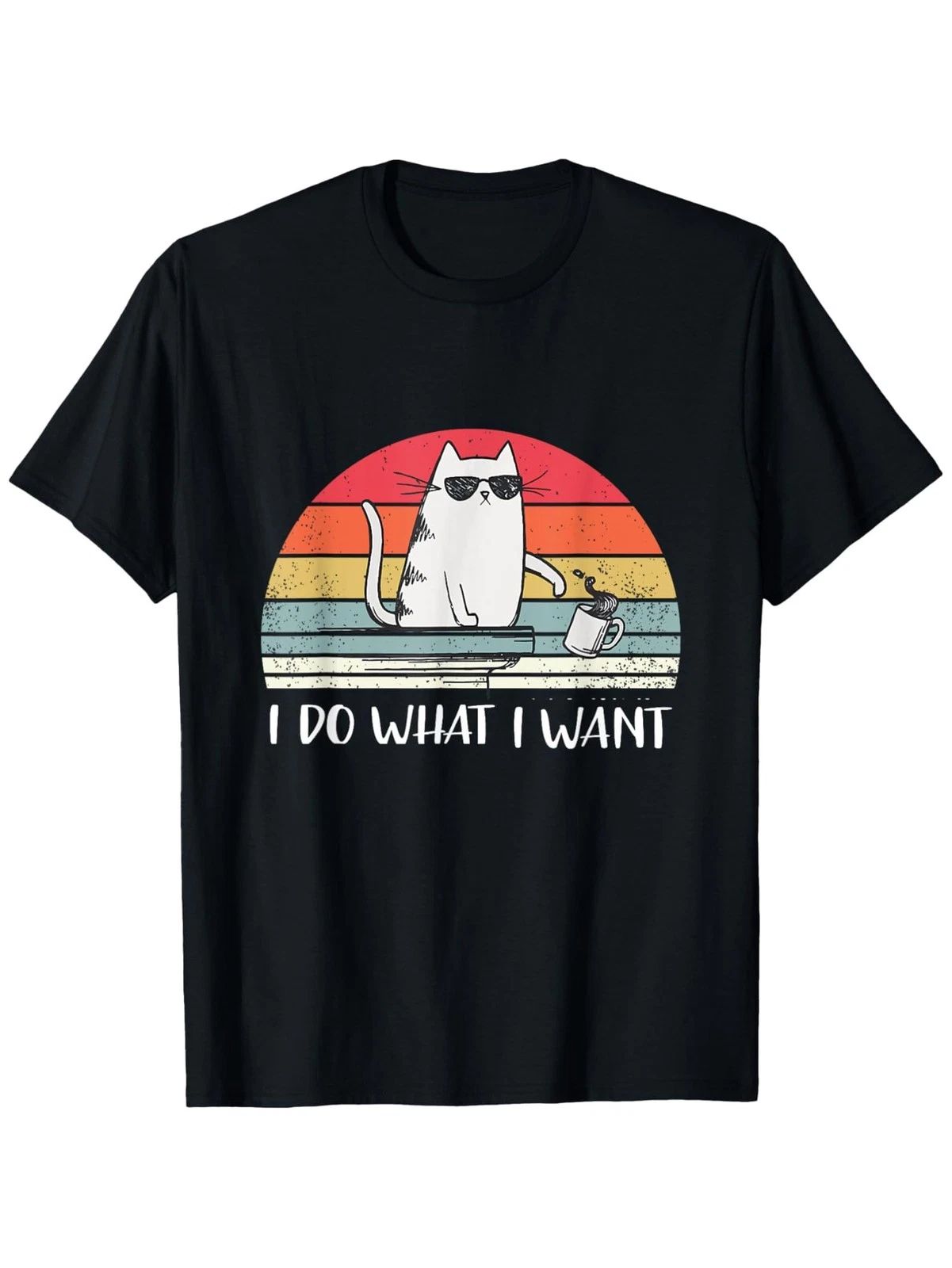 I Do What I Want Funny Black Cat Lovers T-Shirt,Suitable for Mens & Womens Outdo