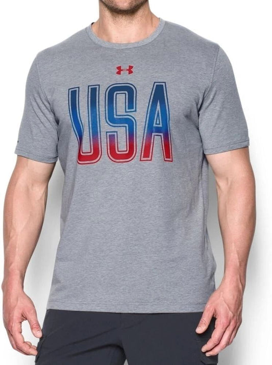 Under Armour HeatGear USA Graphic T Shirt Mens XL Loose Fit Patriotic Athleisure
