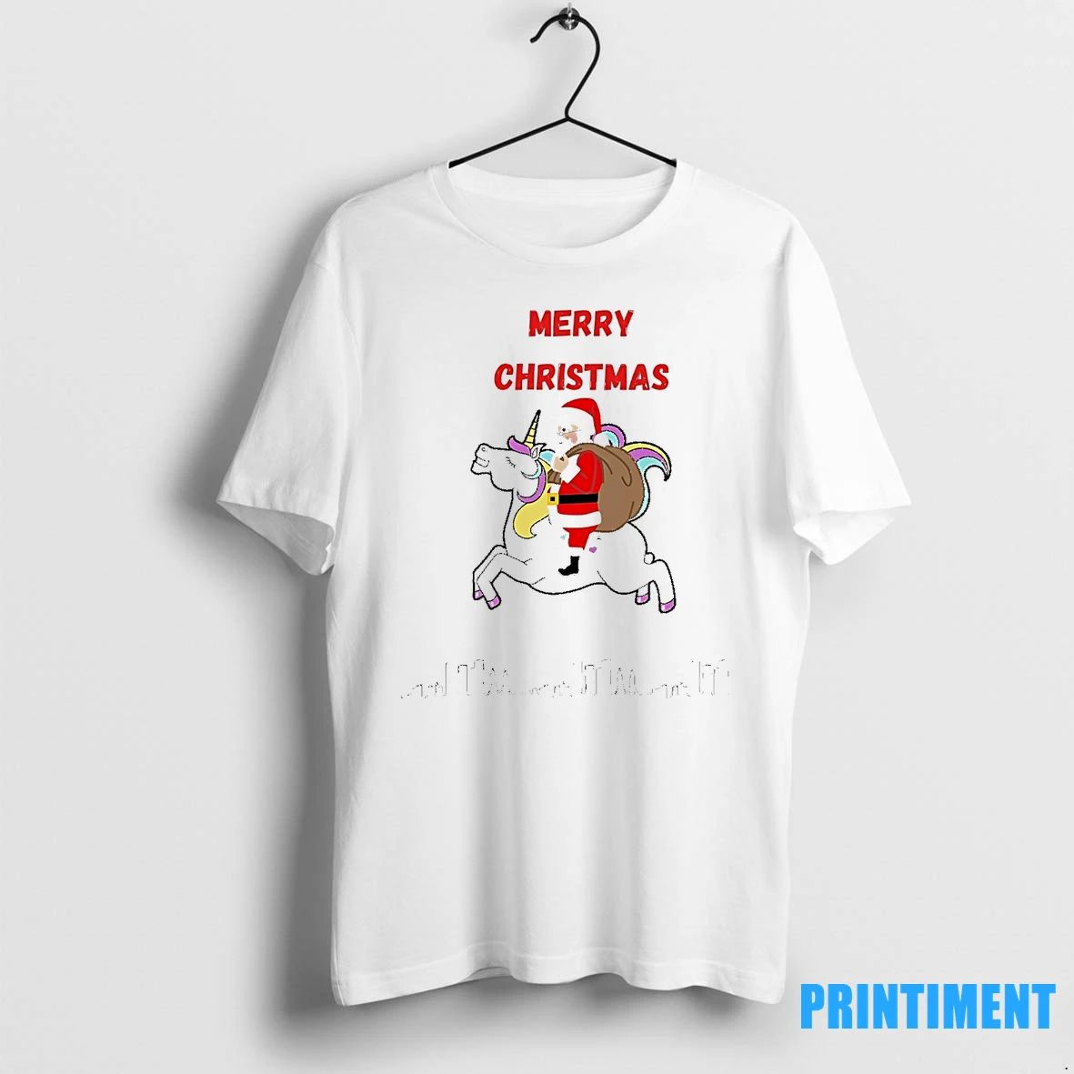 Santa Riding Unicorn Merry Christmas Skyline Tshirts Sweater