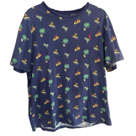 Polo Ralph Lauren T Shirt Classic Fit Men's Large Full Graphic Suffer Hawaiian