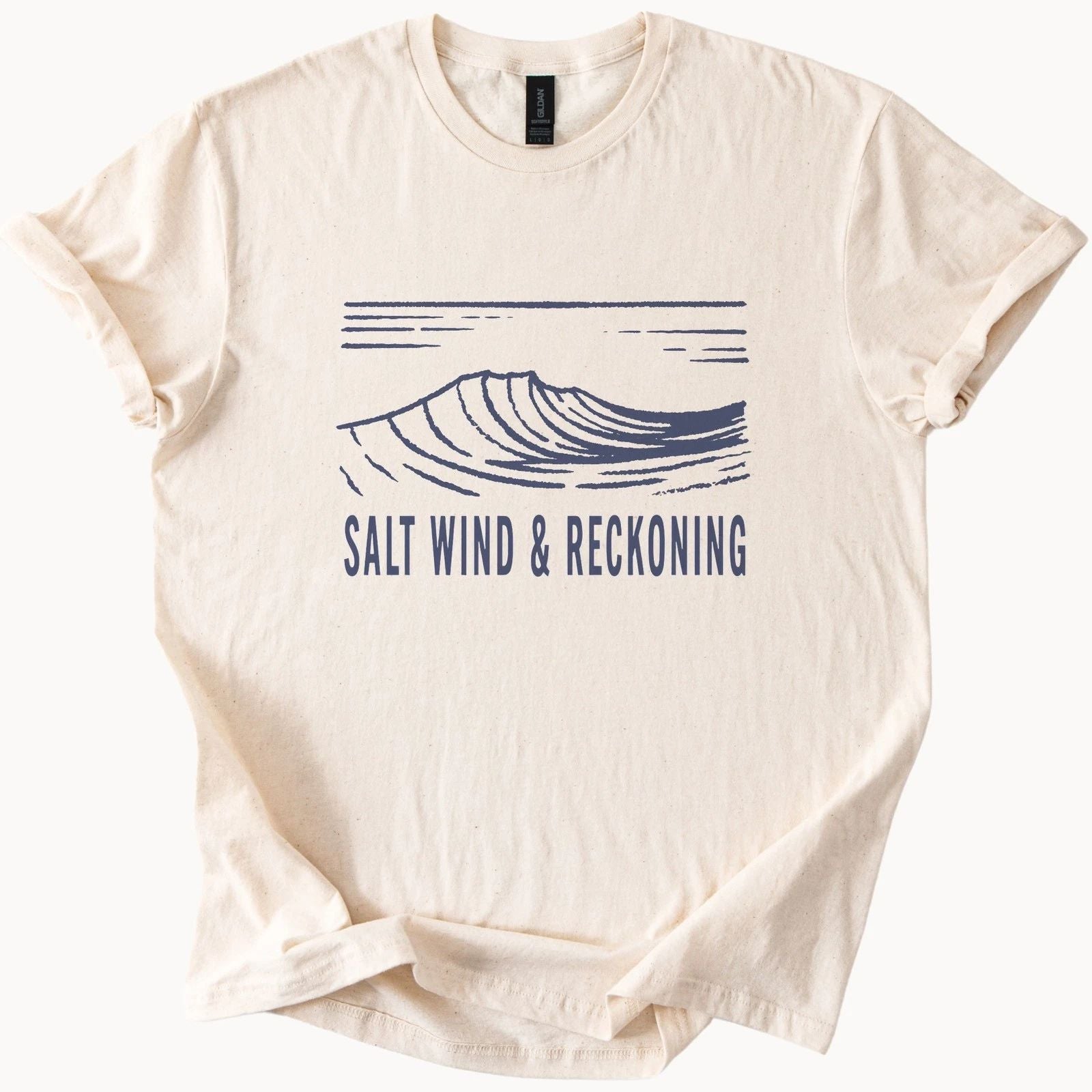 Salt Wind and Reckoning Graphic Tee Ocean Wave Design