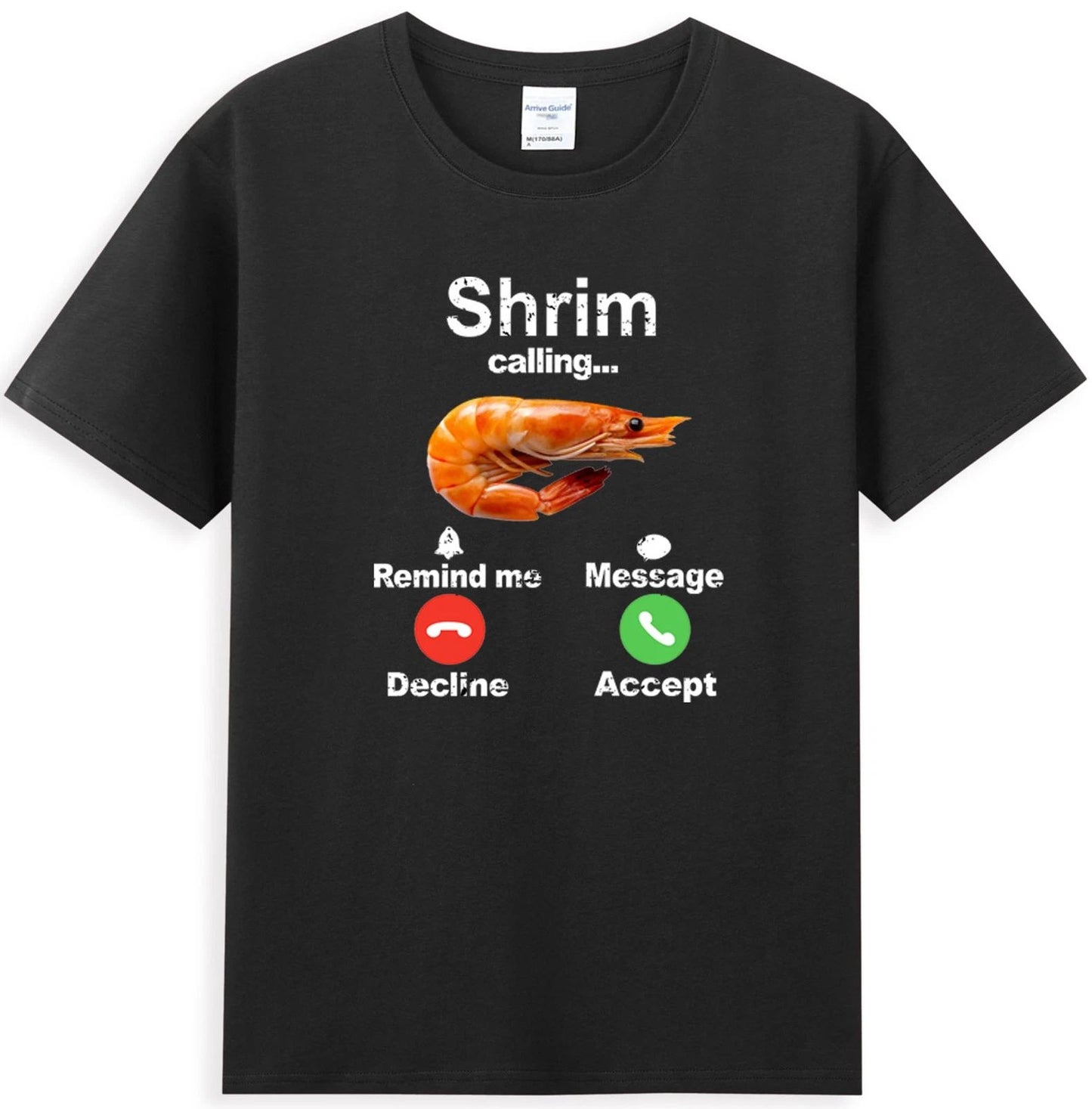 Shrim Calling Funny Shrimp Phone Screen Random Misspelled Graphic T-Shirt