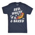Mens Funny T Shirts Red White and Baked Sarcastic Fourth Of July Graphic Novelty