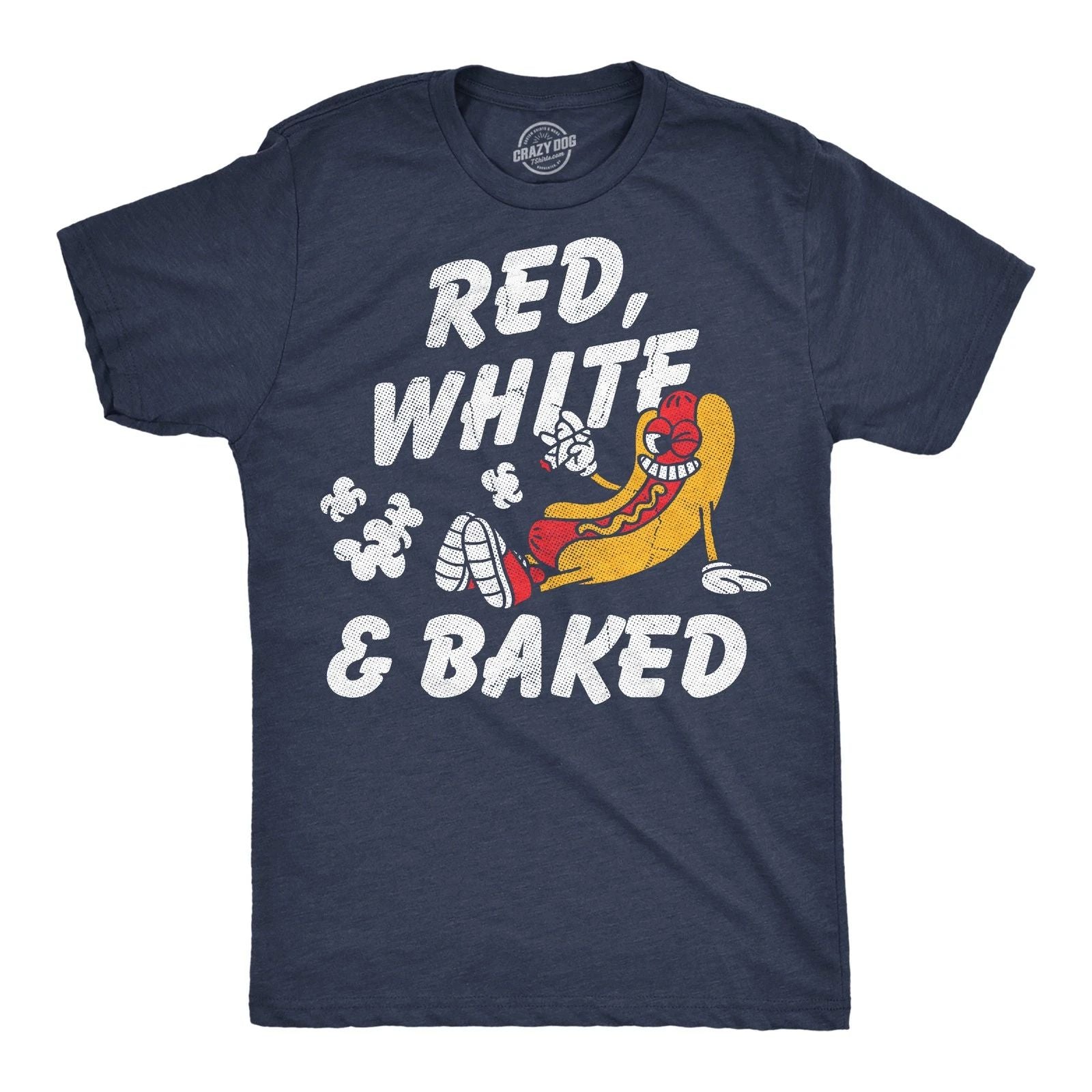 Mens Funny T Shirts Red White and Baked Sarcastic Fourth Of July Graphic Novelty