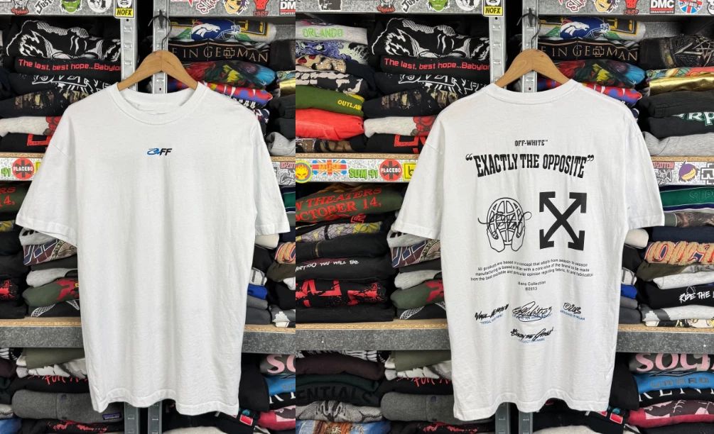 Off-White Exactly Opposite Arrows White Graphic Tee Unisex Reprint S-5XL