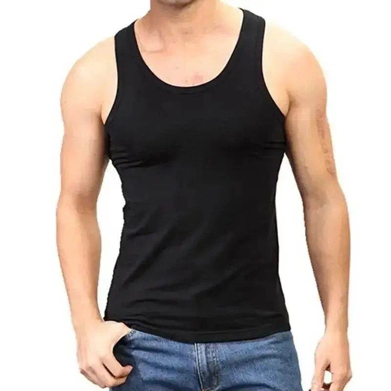 Men 100% Cotton Ribbed Tank Top A-Shirt Wife Beater Undershirts Lot