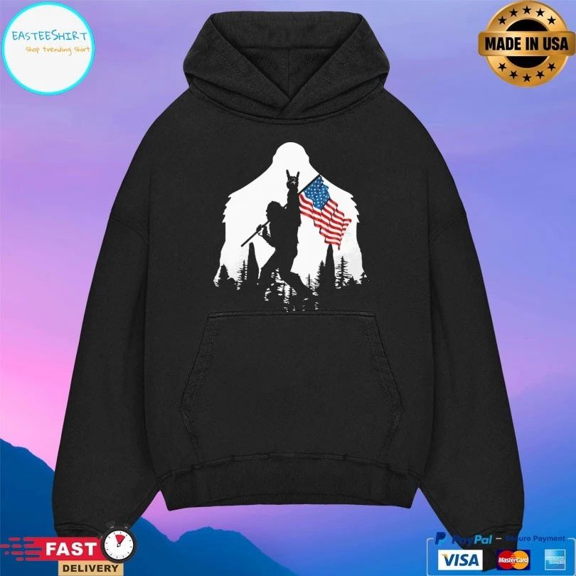 Bigfoot Hold American Flag T-shirt