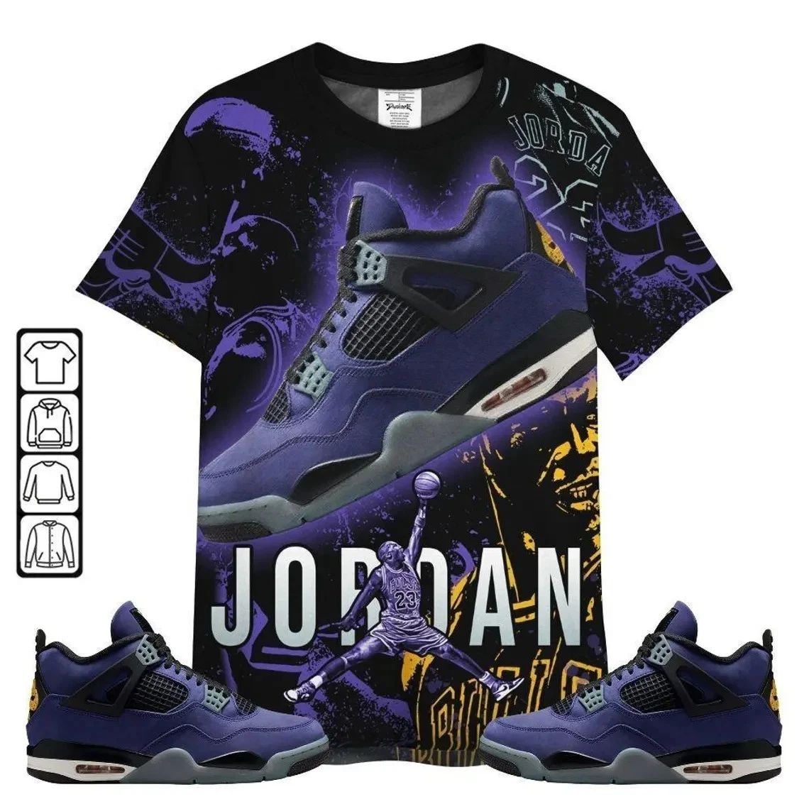 Imperial Purple 4s - Number 23 Drip Shoes Kicks Goat Match Sneaker Tee Fan T-shi