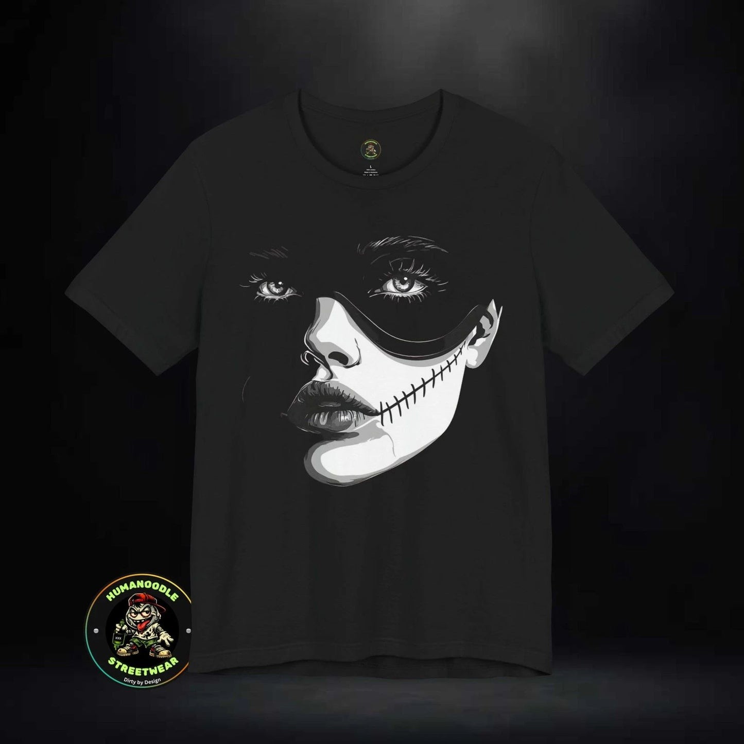 Dead Dark Masked Face T-Shirt | Gothic Portrait Tee