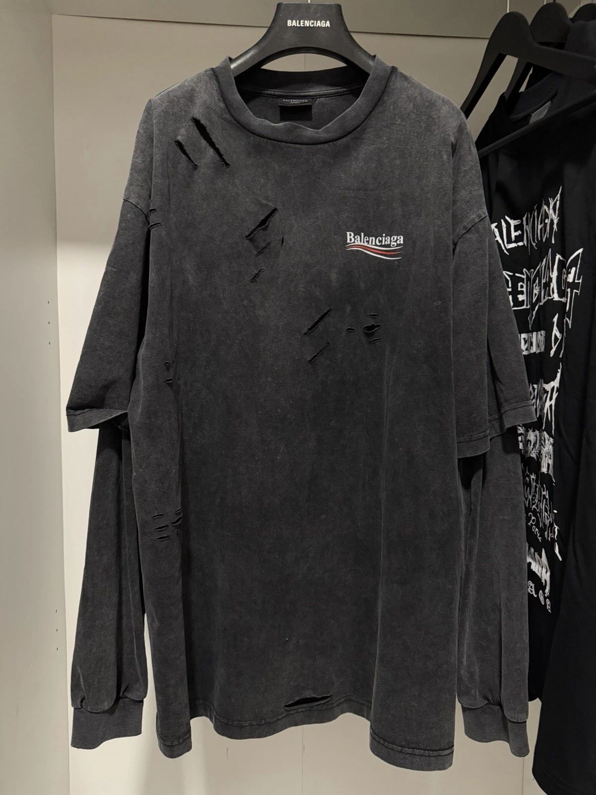 BALENCIAGA T-SHIRT IN BLACK Grey Size L Over Fit XXL TOP