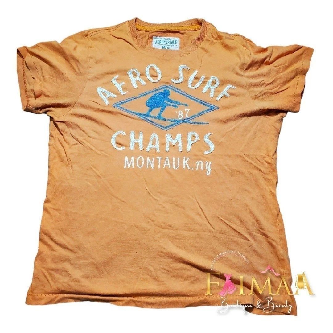 Aéropostale Aero Surf Graphic T-Shirt – Size M – Orange – Free Shipping