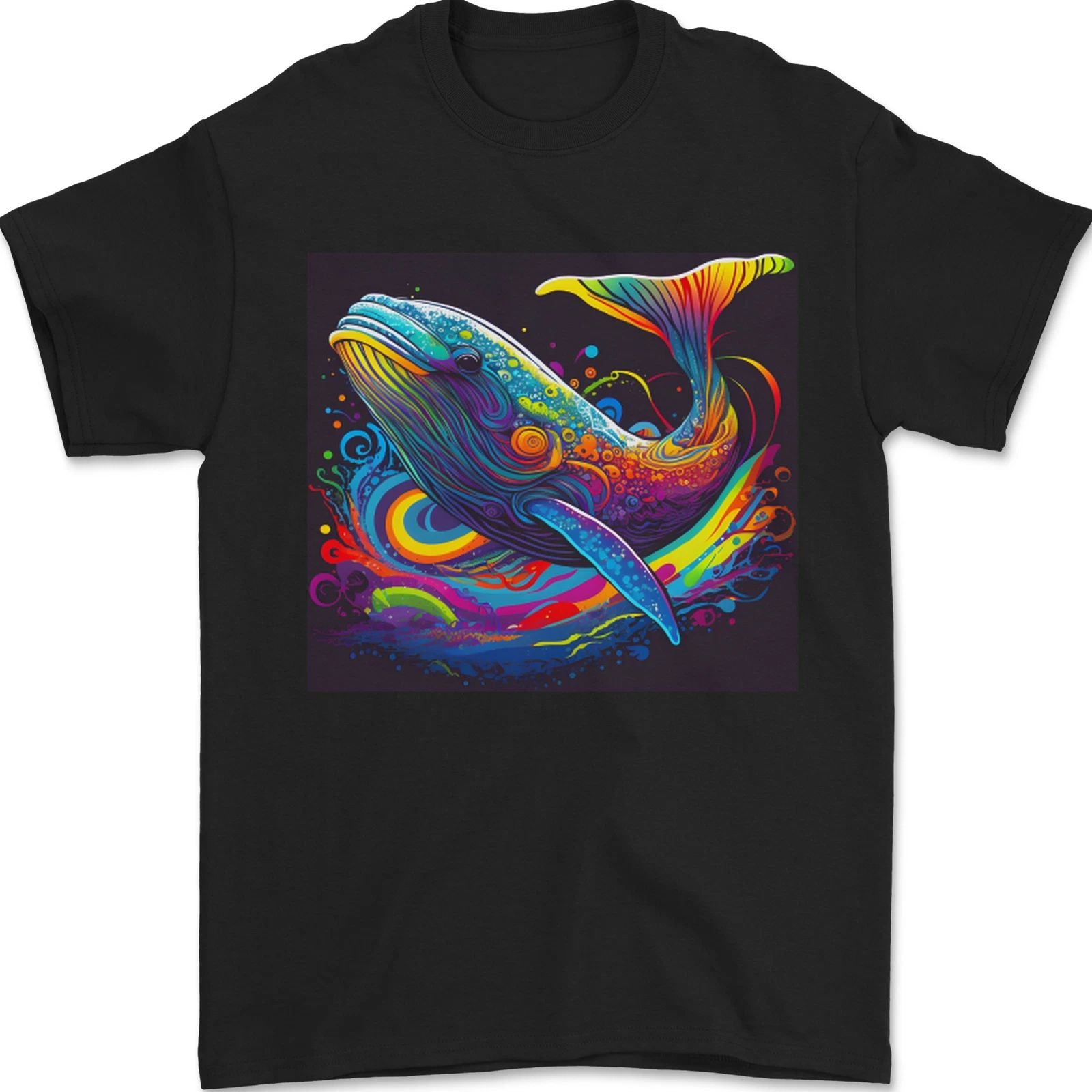A Colourful Fantasy Whale Mens T-Shirt 100% Cotton