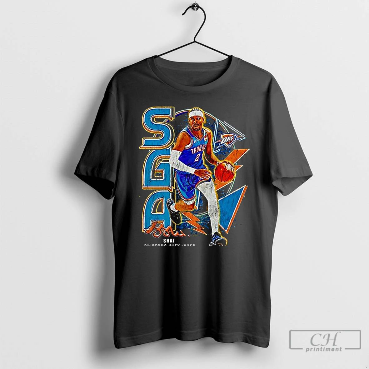 Premium Oklahoma City Thunders Gilgeous Alexander Shai Mvp Graphic Vintage 1 Sided T Shirts