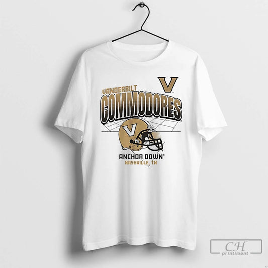 Classic Vanderbilt Commodores Anchor Down Football Helmet Grid T Shirts