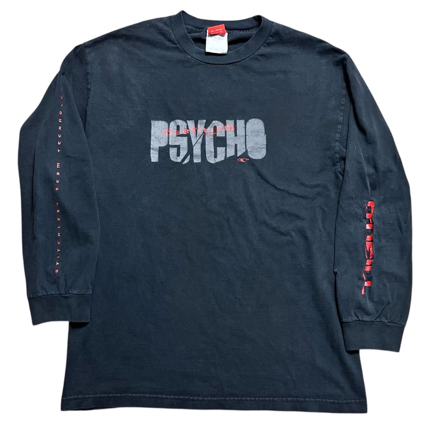 O’Neil Certified Psycho Long Sleeve Shirt Y2K Skater Surf Vintage Tee Rare Large