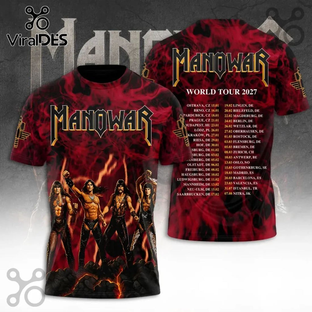 Manowar 2027 World Tour Red Flame Hoodie
