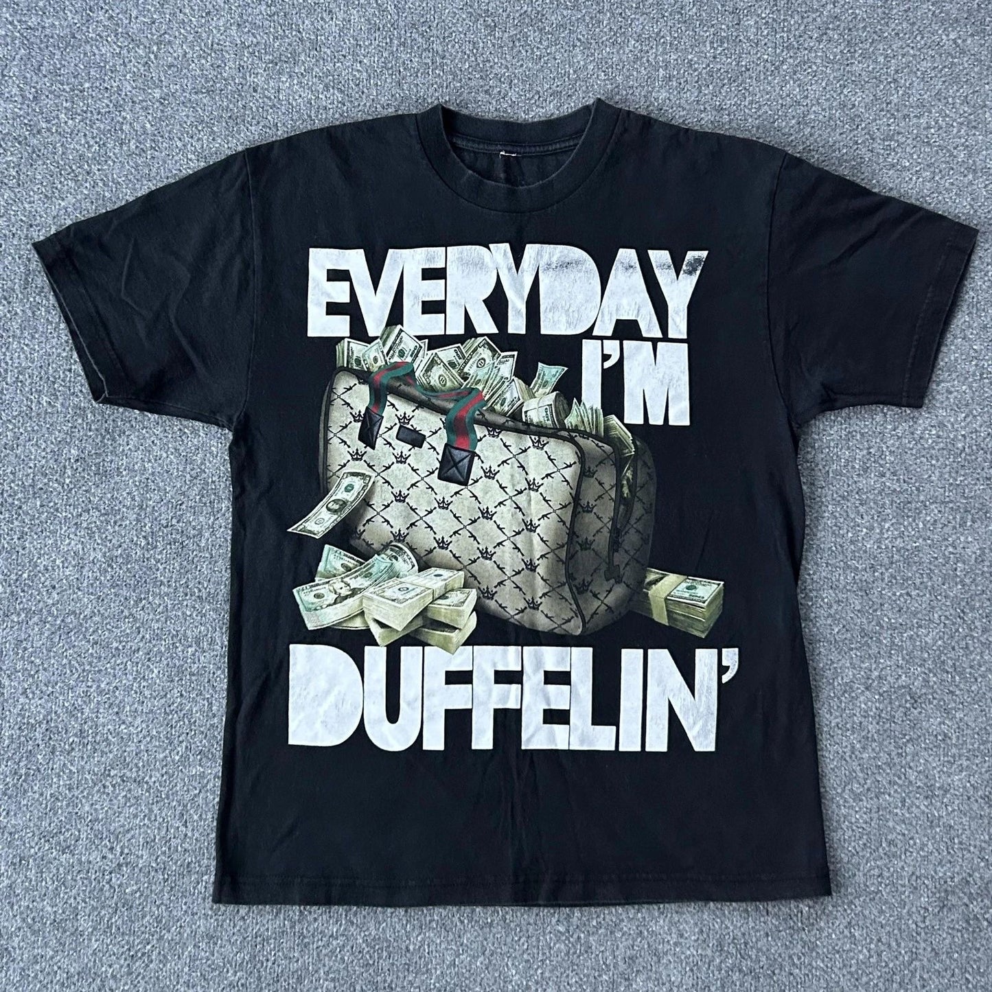 Mafioso Shirt Mens Large Black Everyday I'm Duffelin' Money Bag Graphic Tee