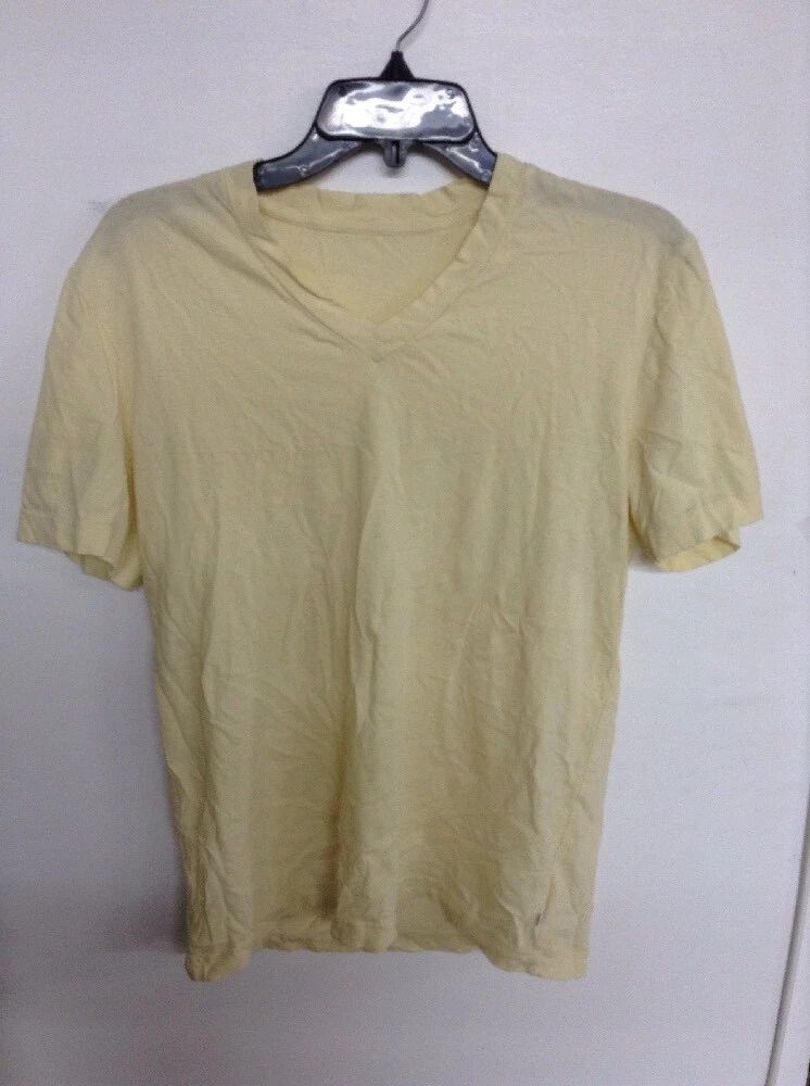 James Perse Men's Relaxed Fit S/S V-Neck Cotton T-Shirt Light Yellow MLJ3352!