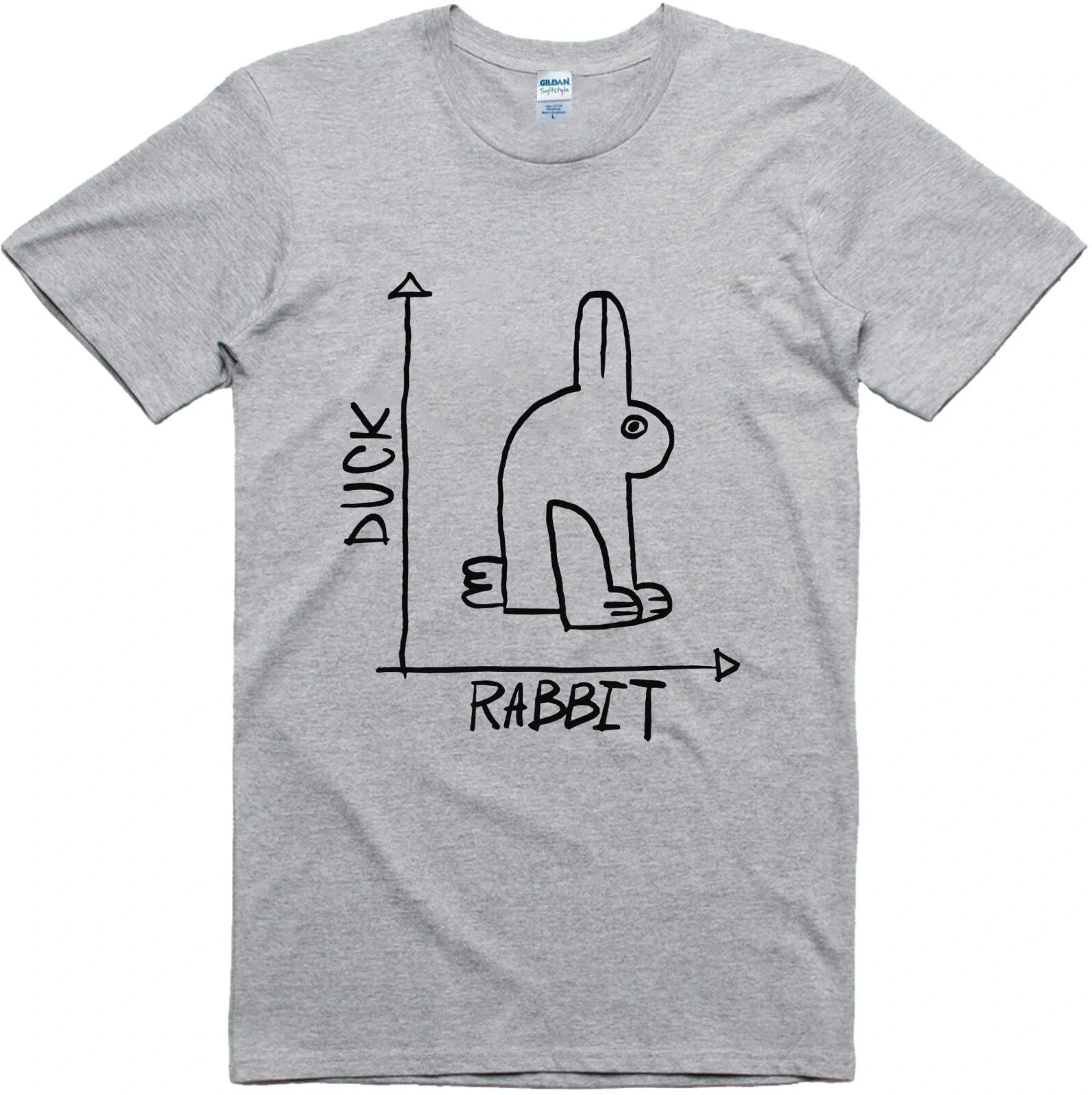 Mens Funny T-Shirt Rabbit Duck Design Regular Fit 100% Cotton Tee