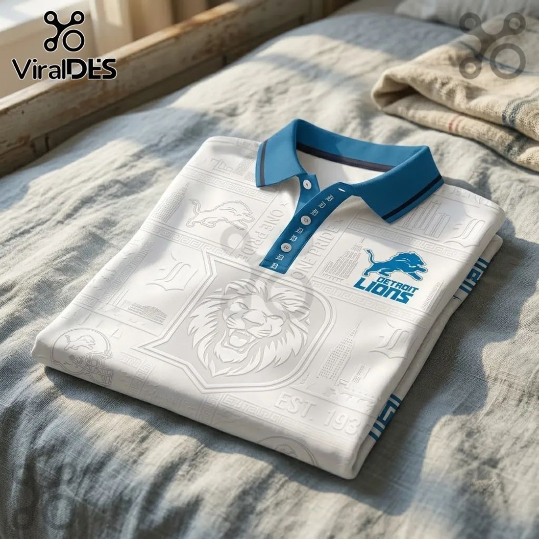 Detroit Lions White One Pride Polo Shirt