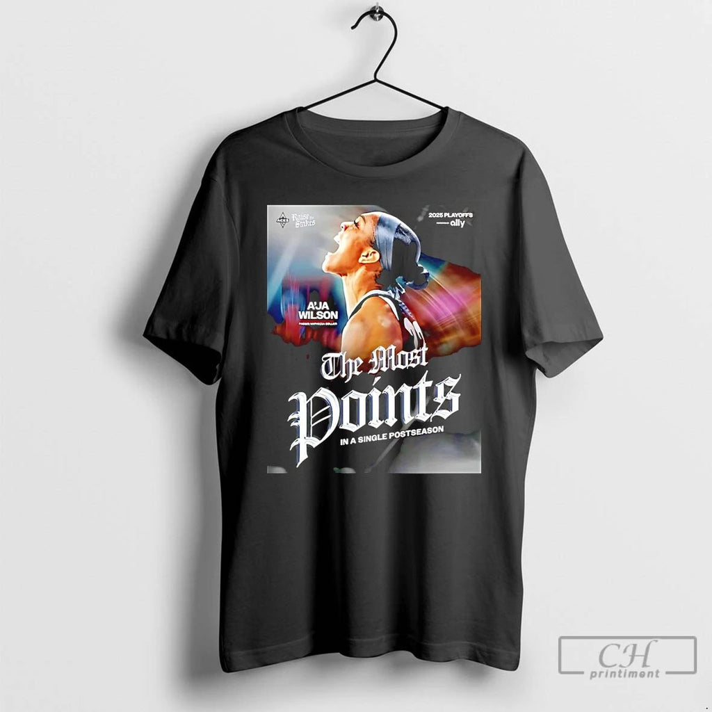 Premium Aja Wilson Las Vegas Aces The Most Points In A Single Postseason T Shirts