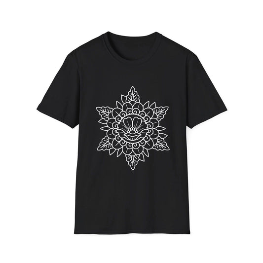 Boho Mandala Flower Softstyle T-Shirt, Mehndi Tattoo Design Tee, Hippie Floral