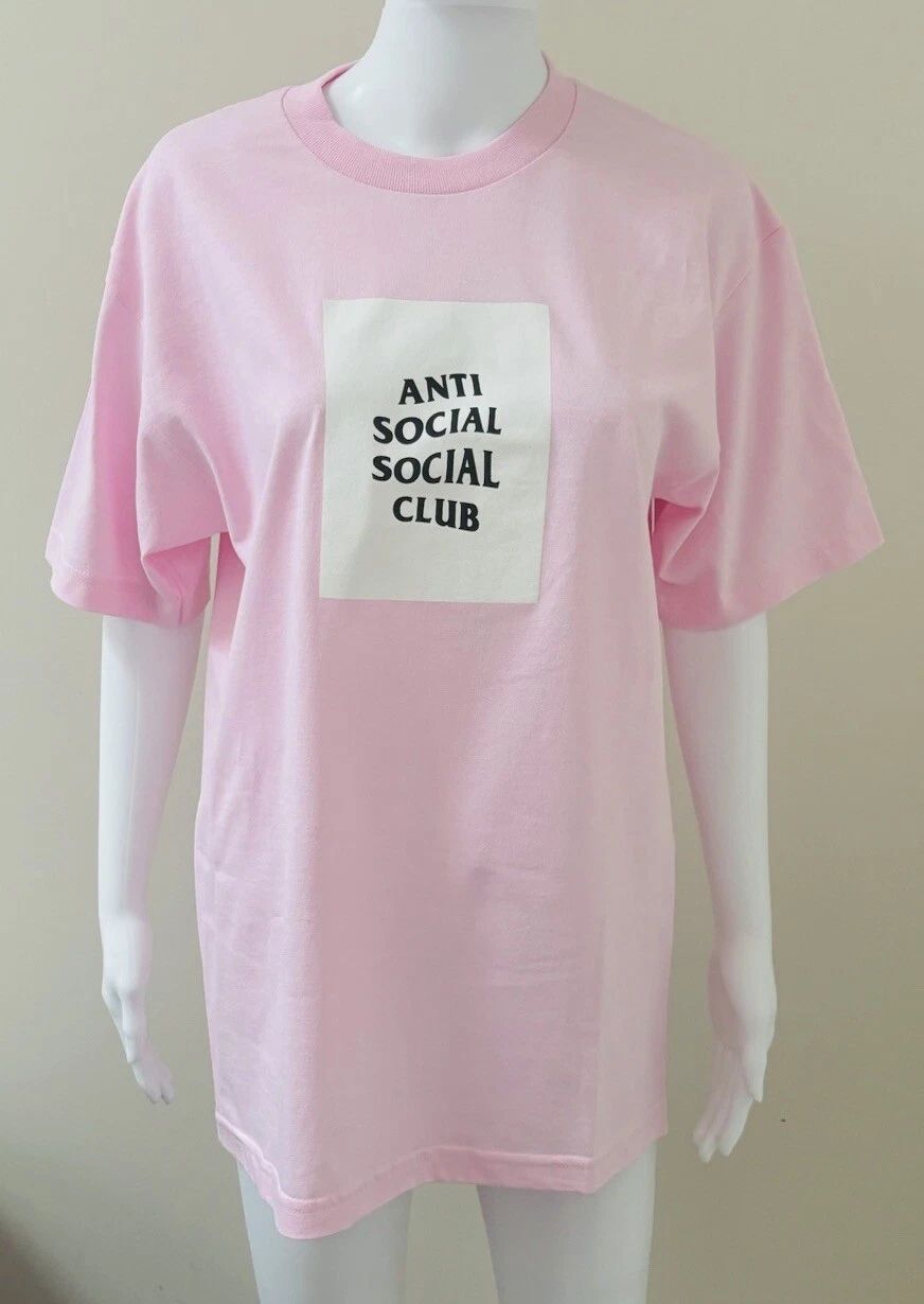 ASSC White Box Logo Pink T-Shirt Size M Street Fashion Hype Beast Unisex Rare