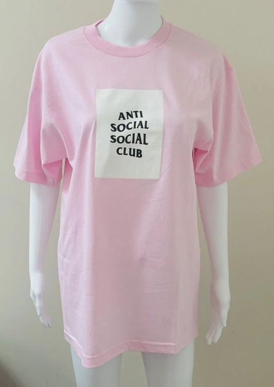 ASSC White Box Logo Pink T-Shirt Size M Street Fashion Hype Beast Unisex Rare