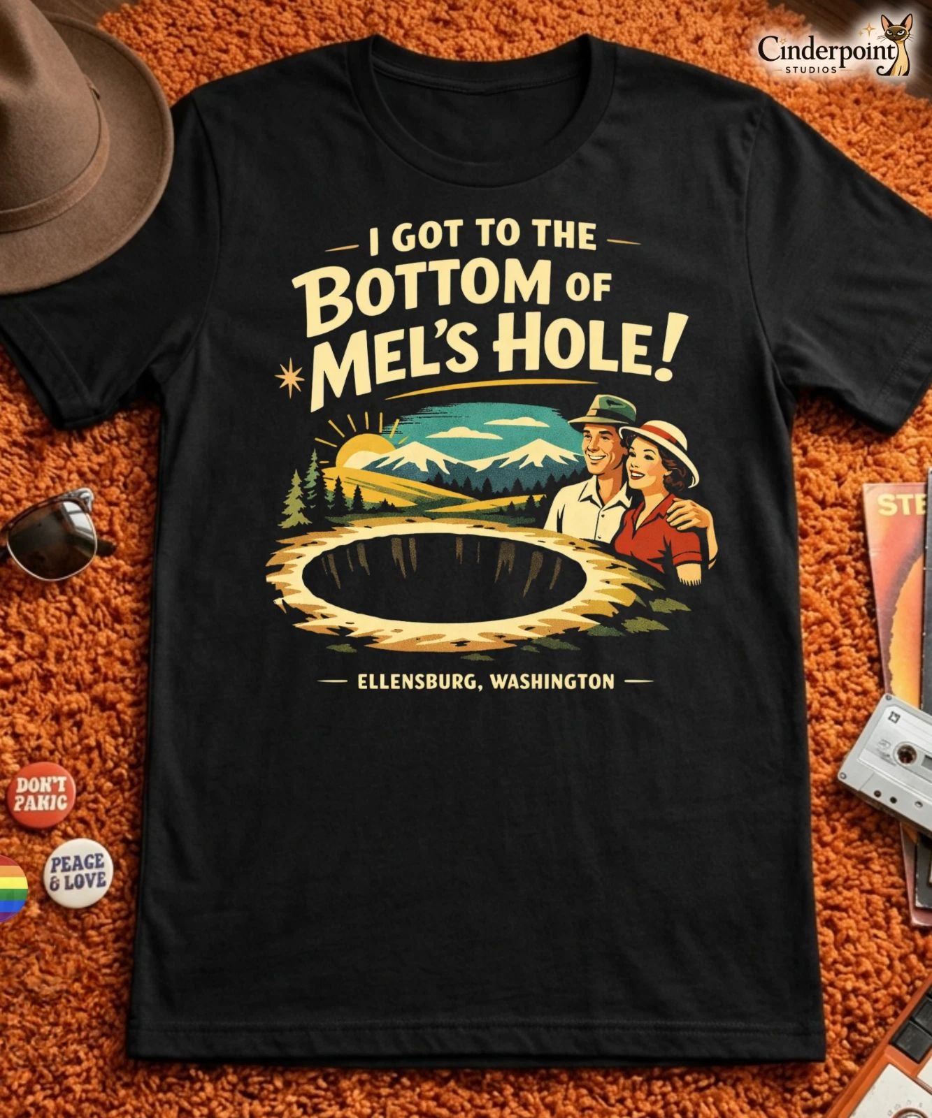 Mel's Hole T-Shirt Ellensburg Washington Paranormal Cryptid Travel Tee XS-5X