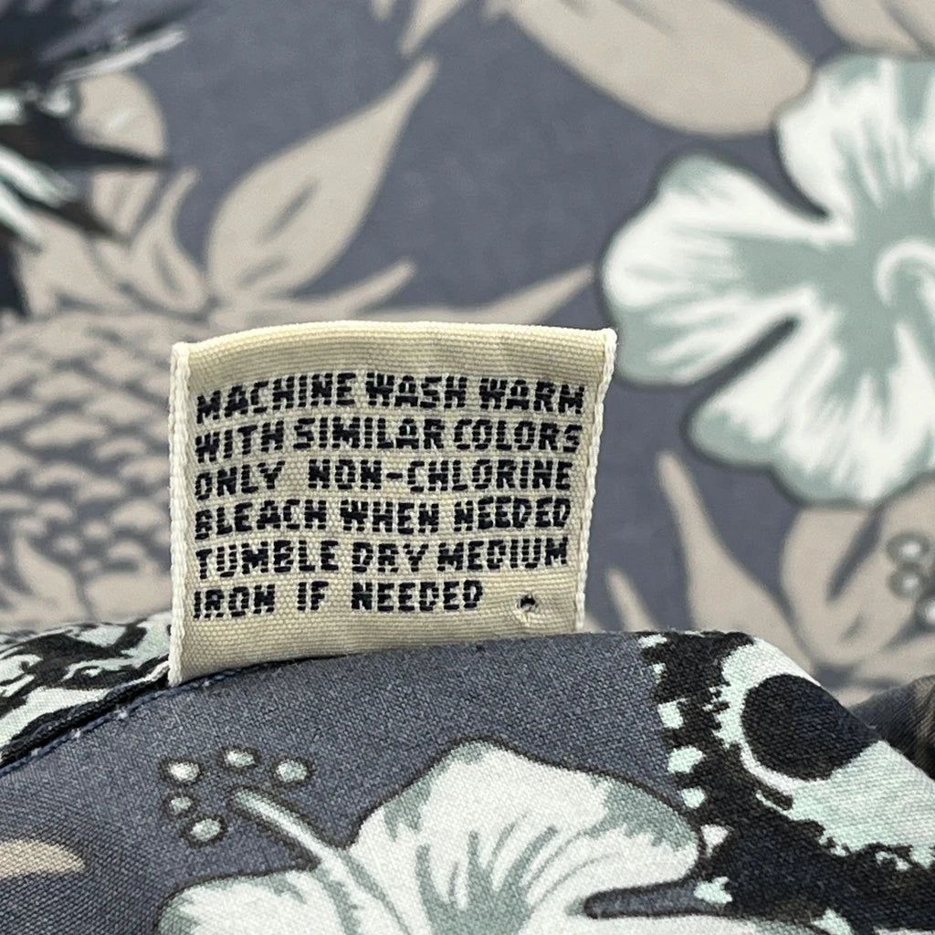 Roundtree & Yorke Floral Hawaiian Shirt - Medium Blue Cotton