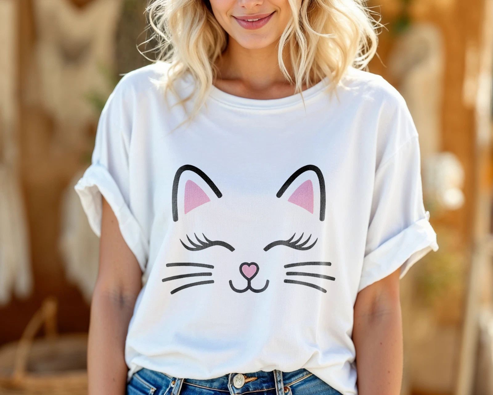 Cute Cat Face T-Shirt – Kawaii Kitty Graphic Tee, Adorable Cat Lover Gift A149