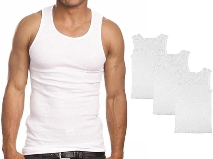 3 Pack For Mens Tank top Ribbed 100% Cotton Shirt White Undershirt Size S Small