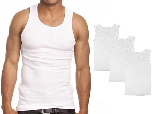 3 Pack For Mens Tank top Ribbed 100% Cotton Shirt White Undershirt Size S Small