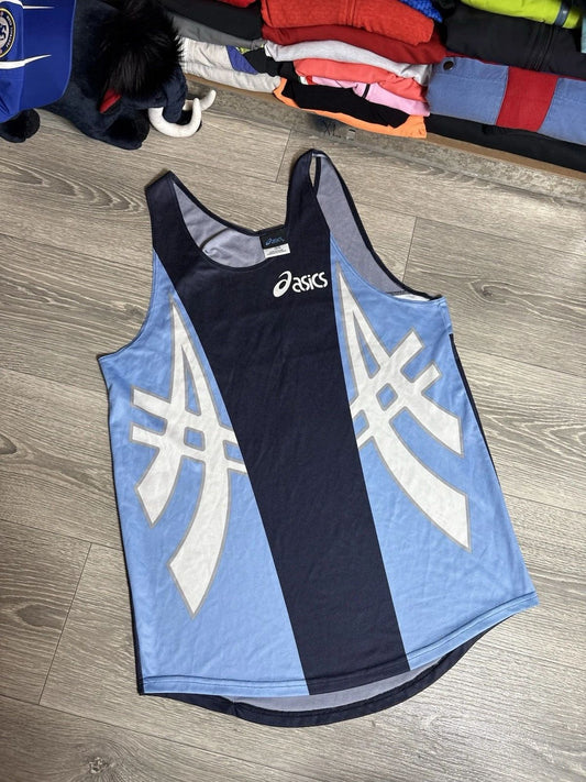 Asics Japan Vintage Shirt Running Rare Size L Large Men’s Sponsored Blue