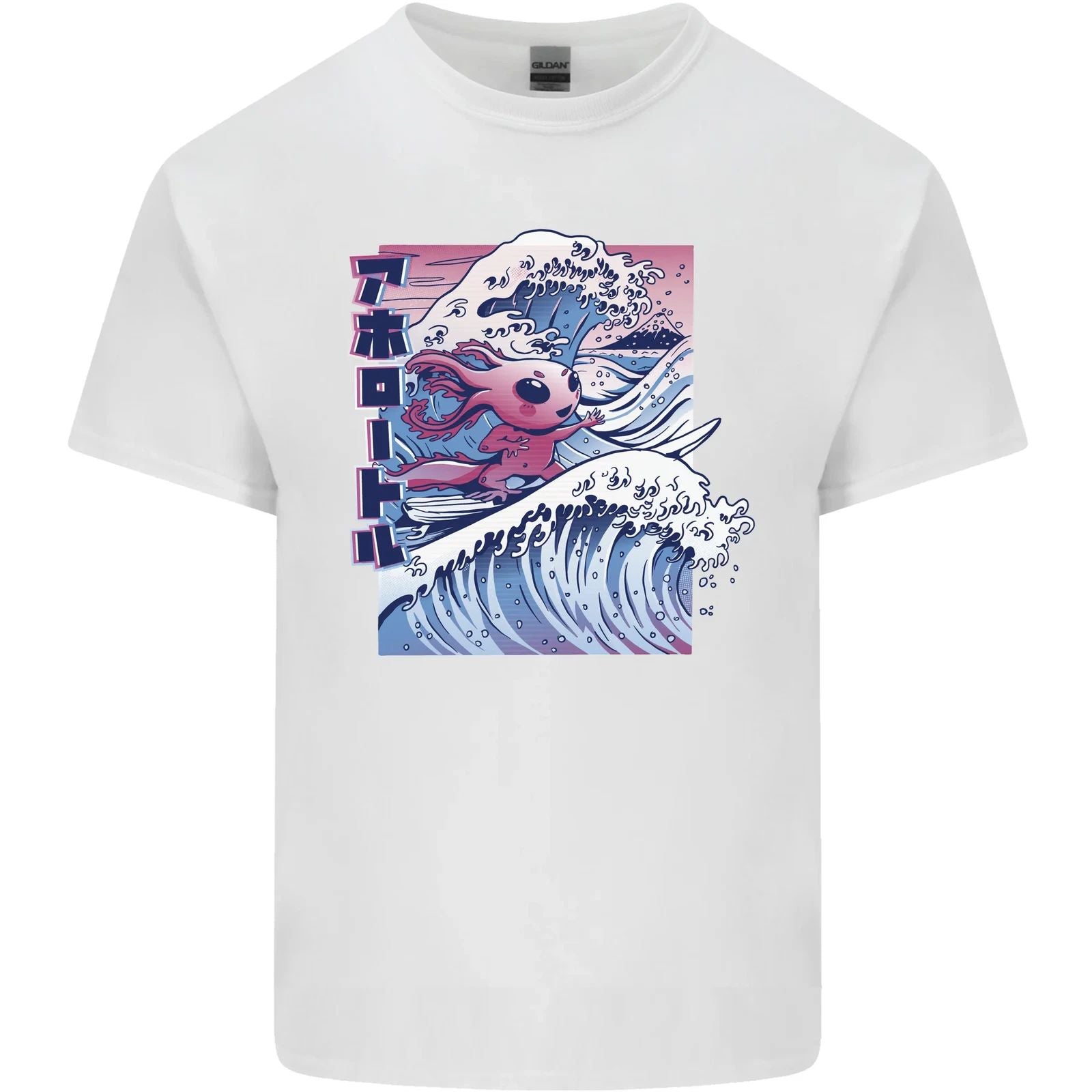 Surfing Axolotl Surfer Mens Cotton T-Shirt Tee Top