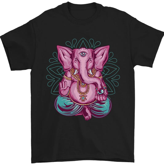A Meditating Elephant Yoga Spiritual Mens T-Shirt 100% Cotton