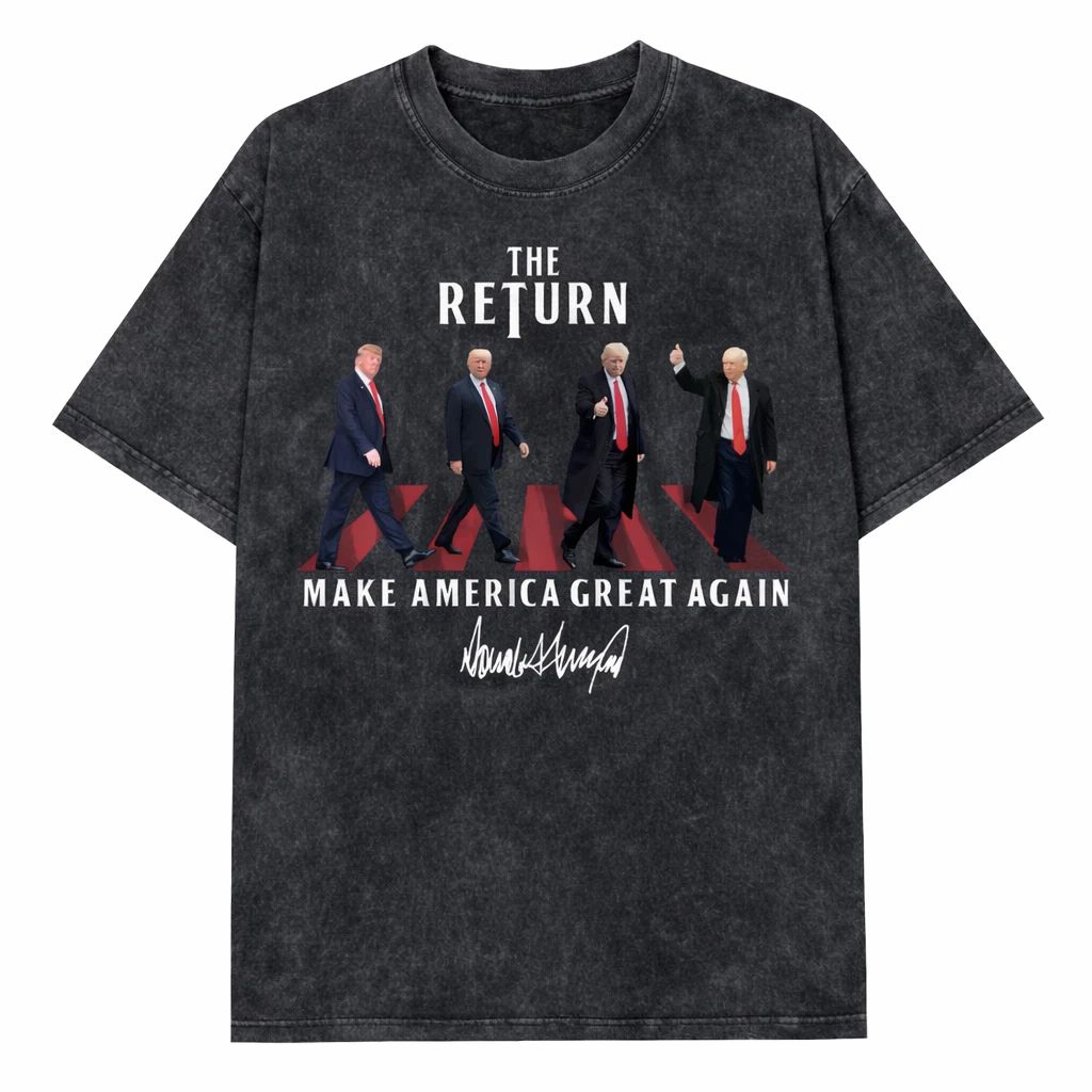 Trump The Return Make America Great Again Graphic Vintage Washed Shirt USA Tee