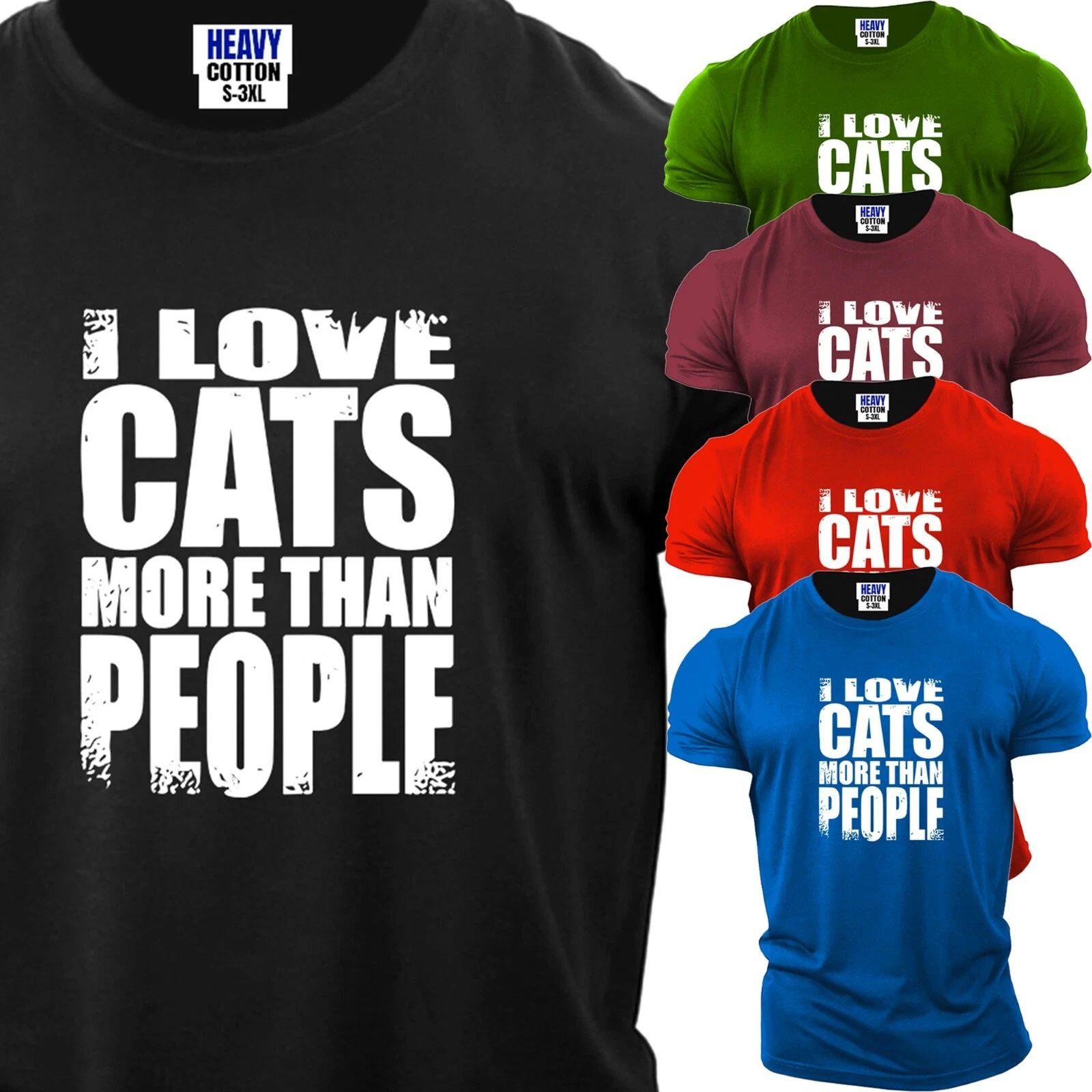 American Men's Cats Animal Lover Short Sleeve T-Shirt USA Pet Humor New Gift Tee