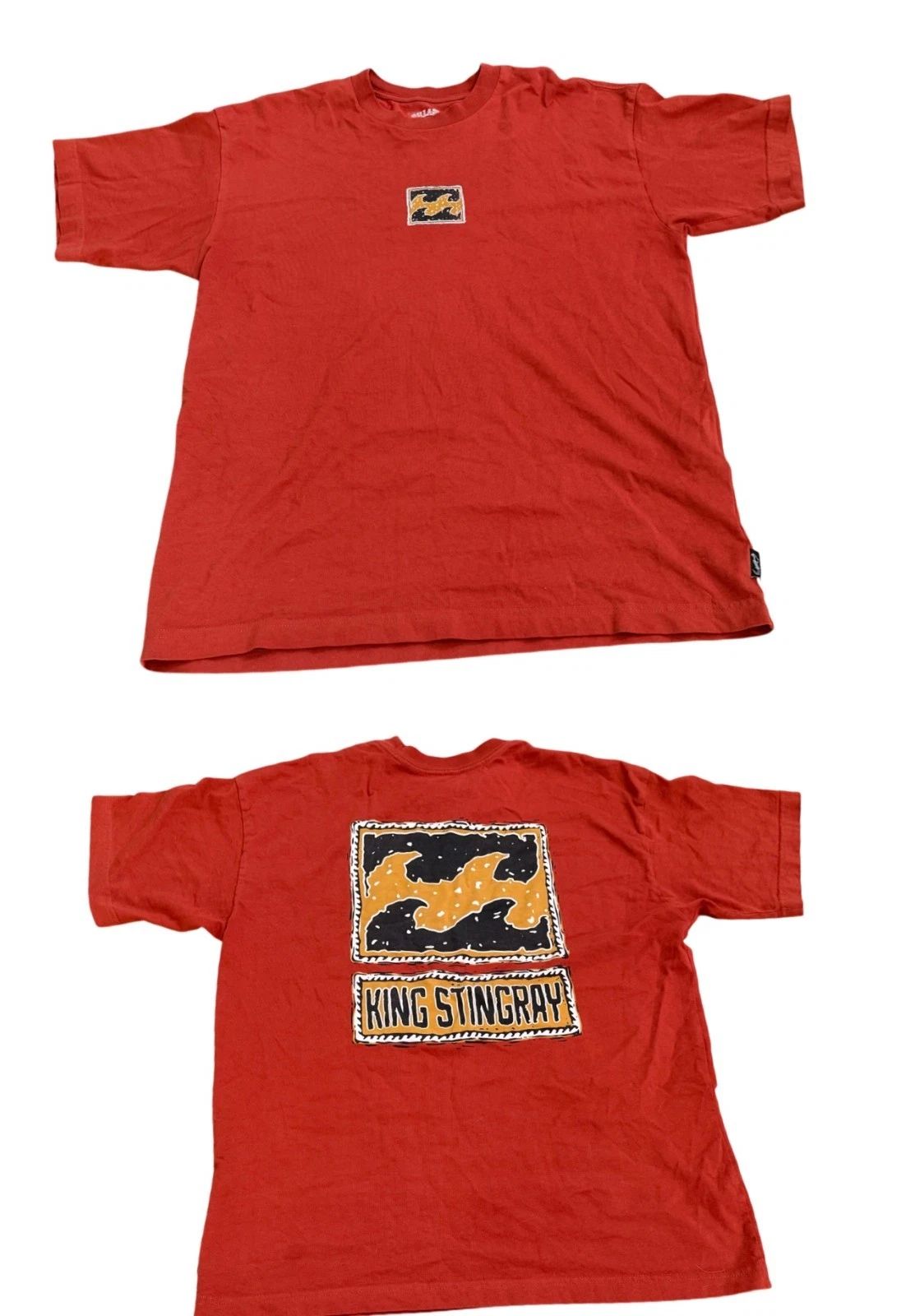 Billabong T Shirt Short Sleeve King Stingray Surf Skate Orange Small 2 Sided EUC