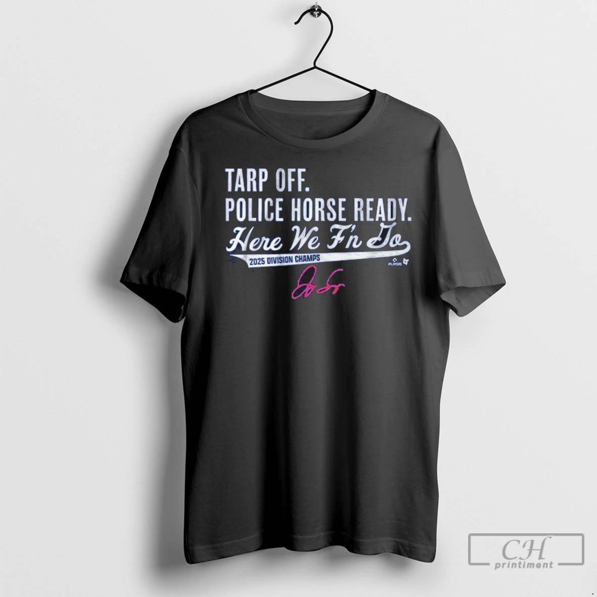 Premium George Springer Tarp Off Police Horse Ready