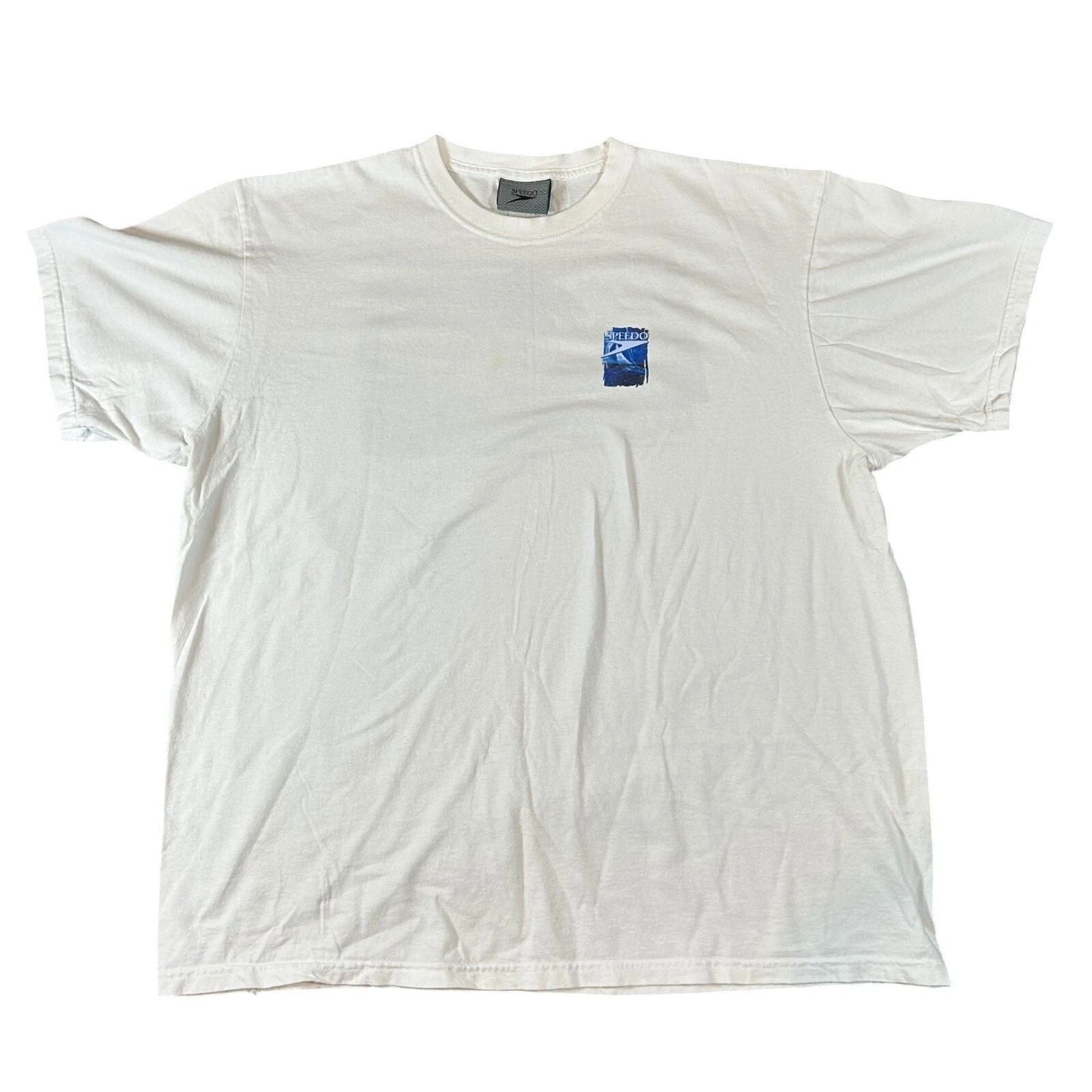 Vintage Speedo Mens White Graphic Shirt Surf Tropical Graphic Tee Size 3XL 2003