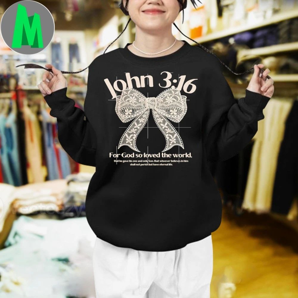 John 3 16 Lace Bow Christian Faith Shirt