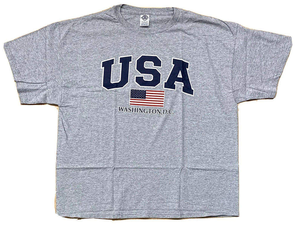 USA Washington D.C. American Flag T-Shirt Size 2XL Heather Gray Excellent XXL