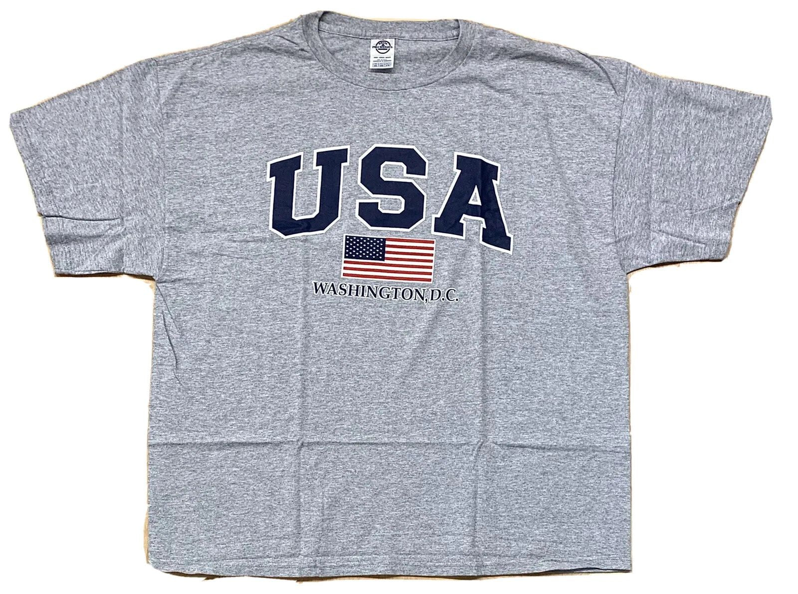 USA Washington D.C. American Flag T-Shirt Size 2XL Heather Gray Excellent XXL