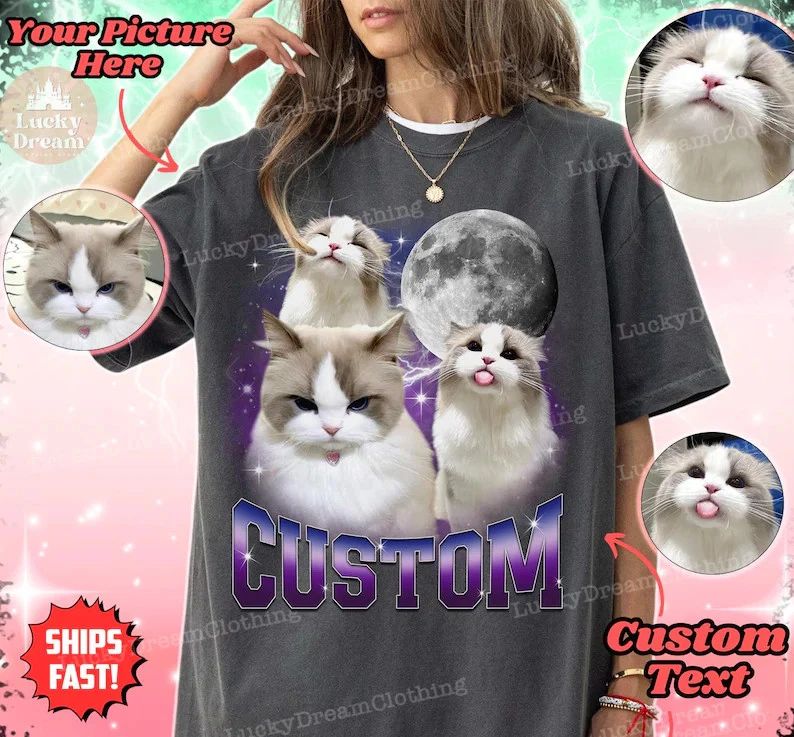 Comfort Tee Custom Cat Dad Shirt Personalized Pet Lover Gift for
