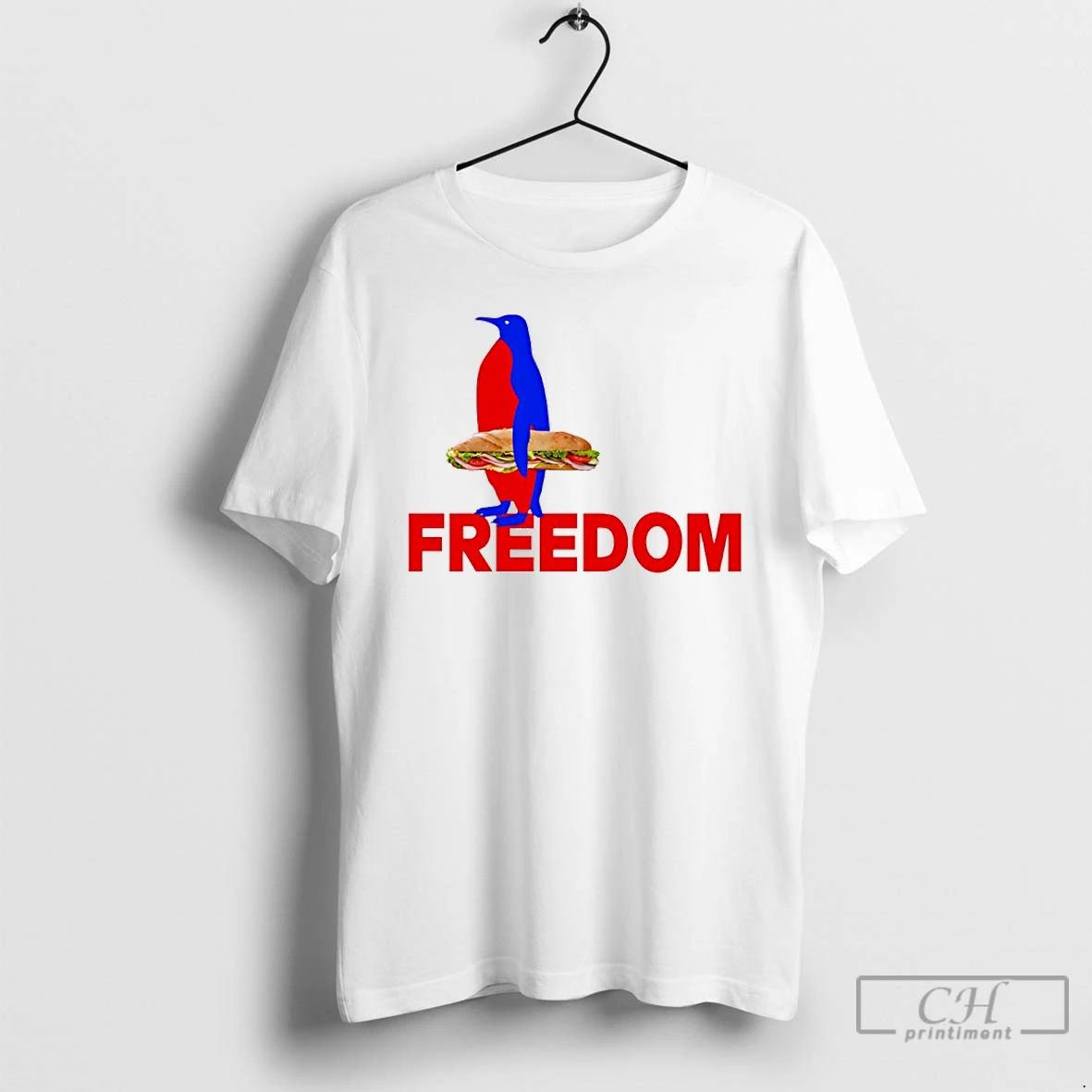 Premium Penguin Holding Sandwich Freedom Resist Political T Shirts