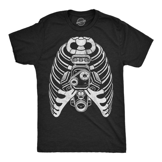 Mens Funny T Shirts Ribcage Engine Sarcastic Mechanic Graphic Novelty Tee for