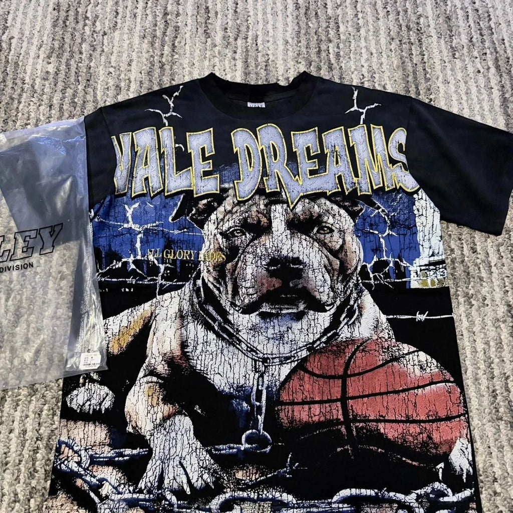 Vale Dreams Bulldog Graphic Tee Black Streetwear T-Shirt S to XL