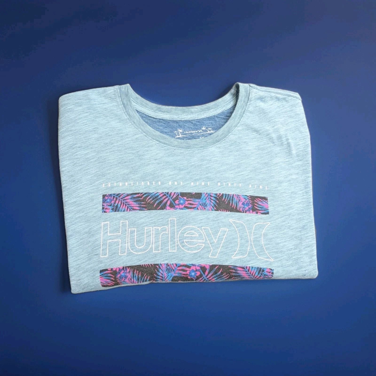 Hurley H20-Dri Logo Shirt XL Men's T-Shirt Blue Tropical Surf Vibes